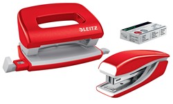 Leitz NeXXt WOW Set Mini-Metallheftgerät und -locher, Rot